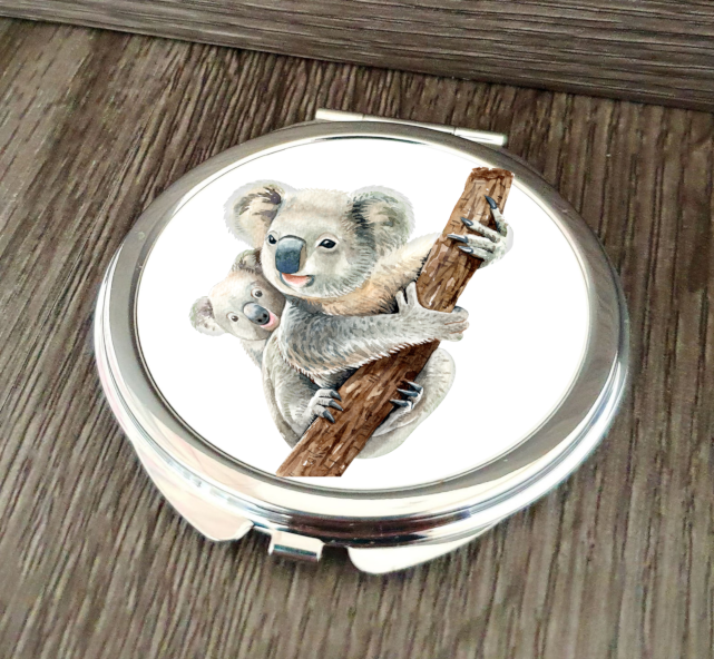 Koala Bear Personalized Compact Mirror, Round Compact Mirror